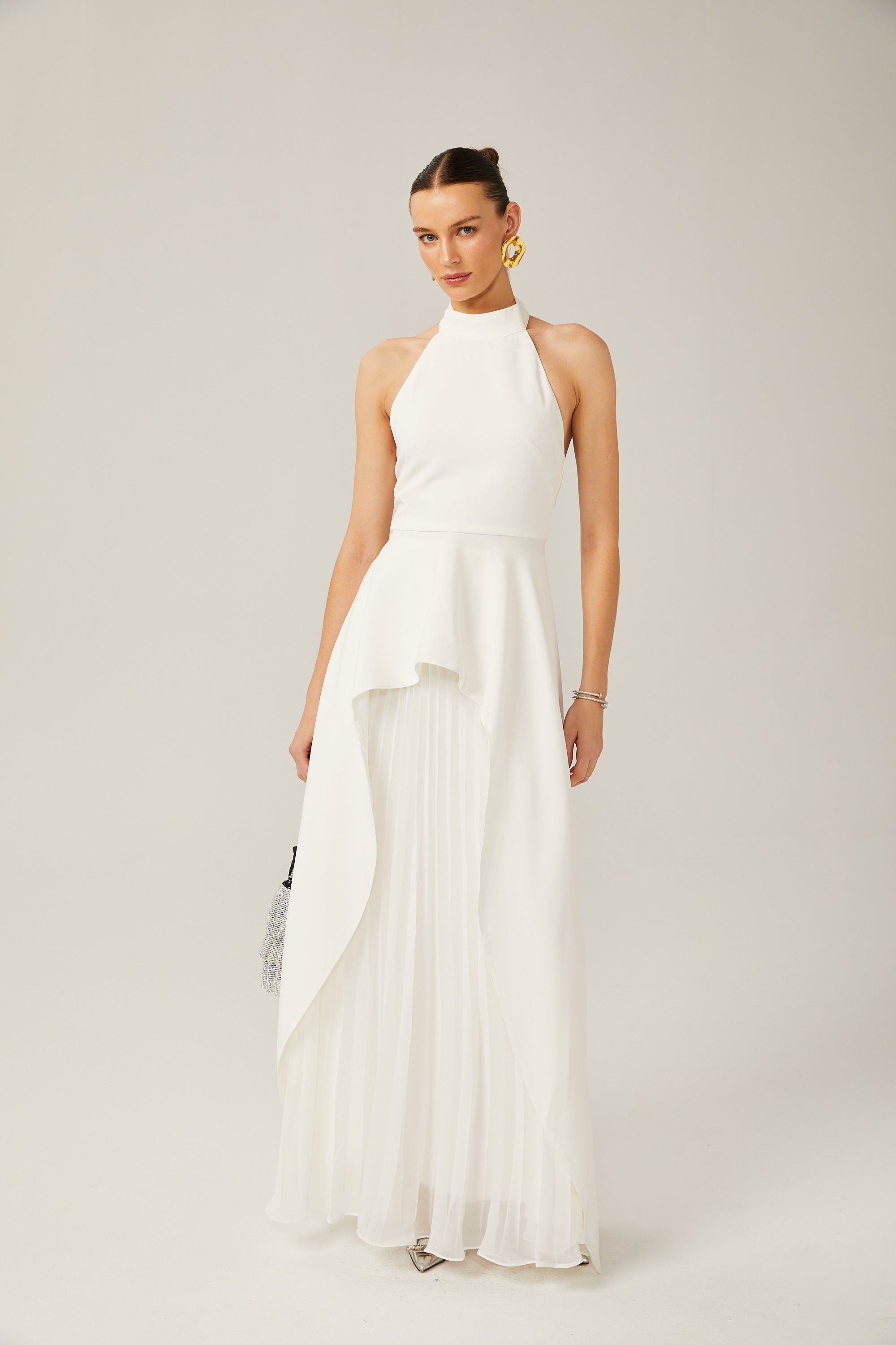 Marta | Vestido largo con cuello halter y capas