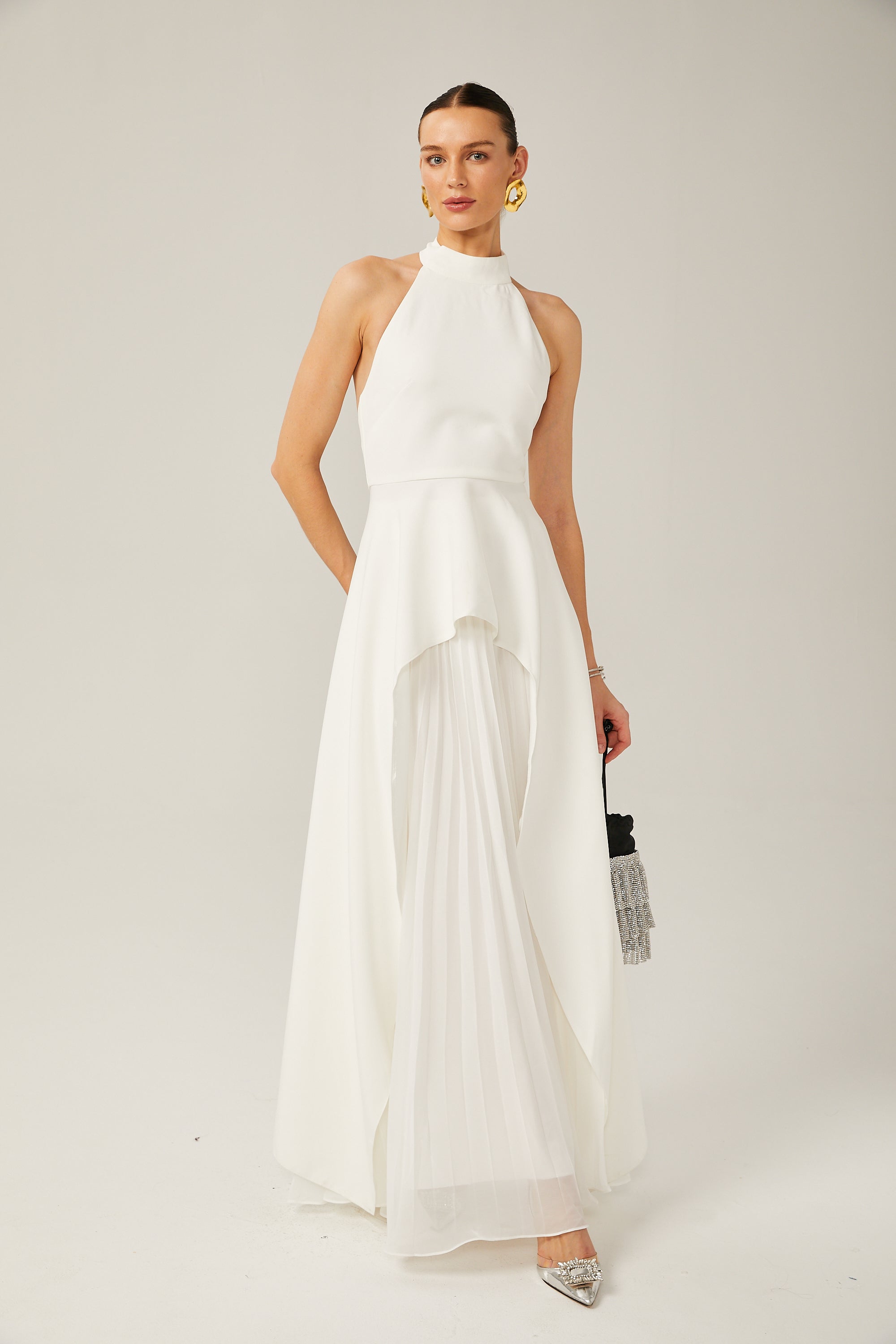 Marta | Vestido largo con cuello halter y capas