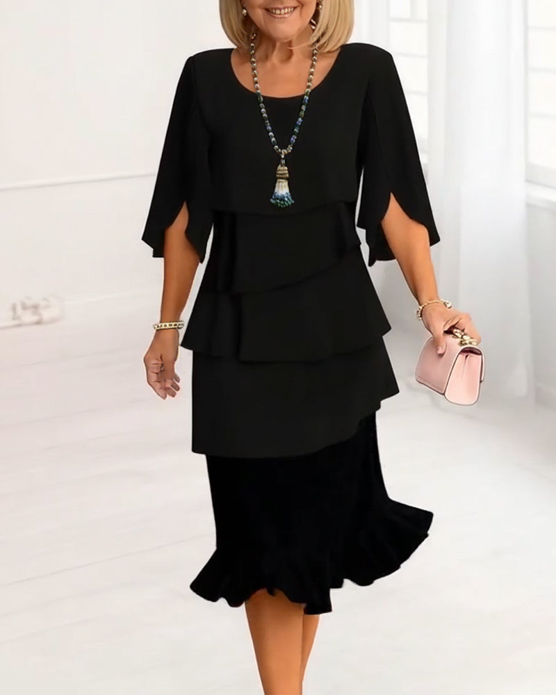 Vanesa – Elegante vestido vaporoso con volantes