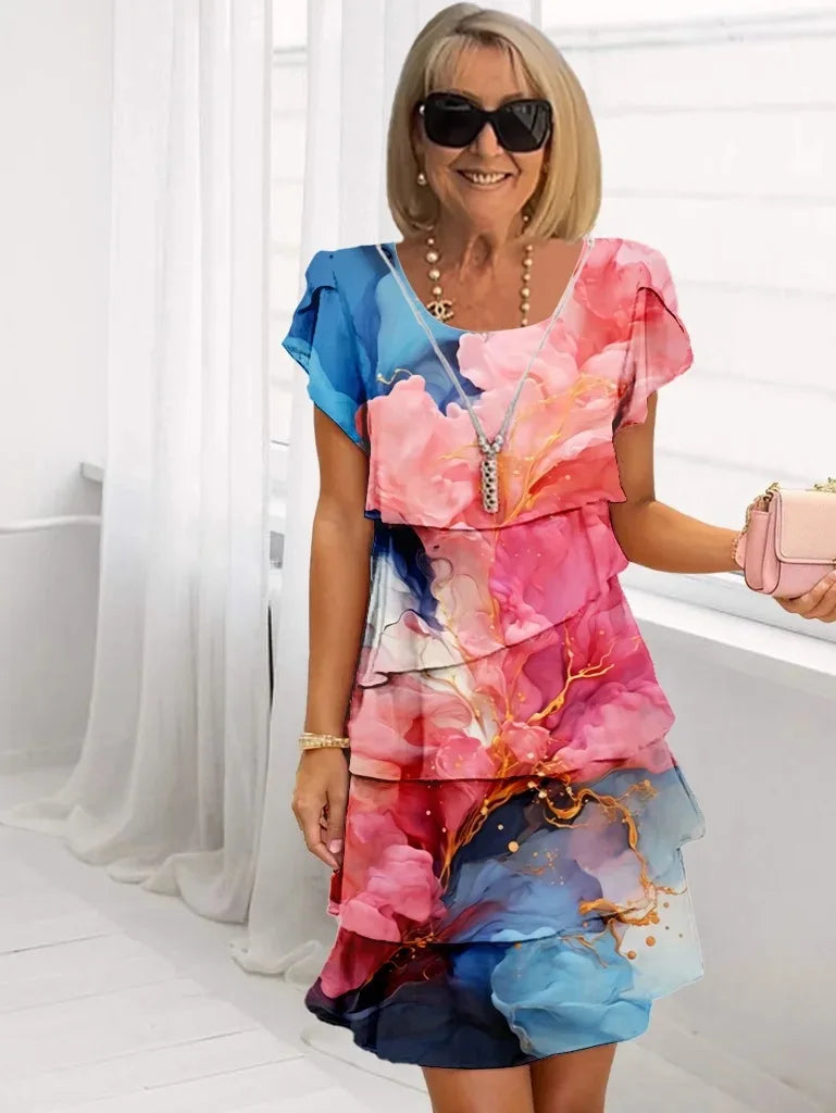 Lorena – Elegante vestido vaporoso con volantes