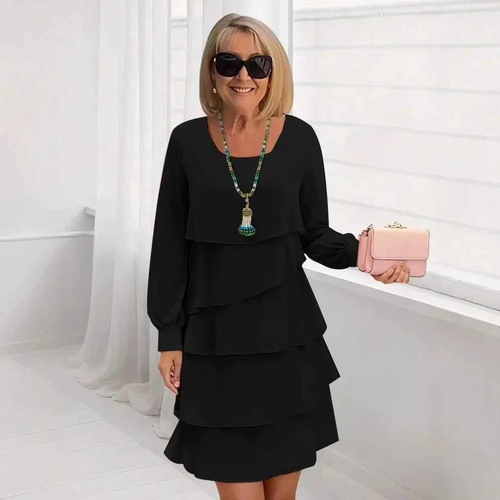 Rosana – Elegante vestido vaporoso con volantes