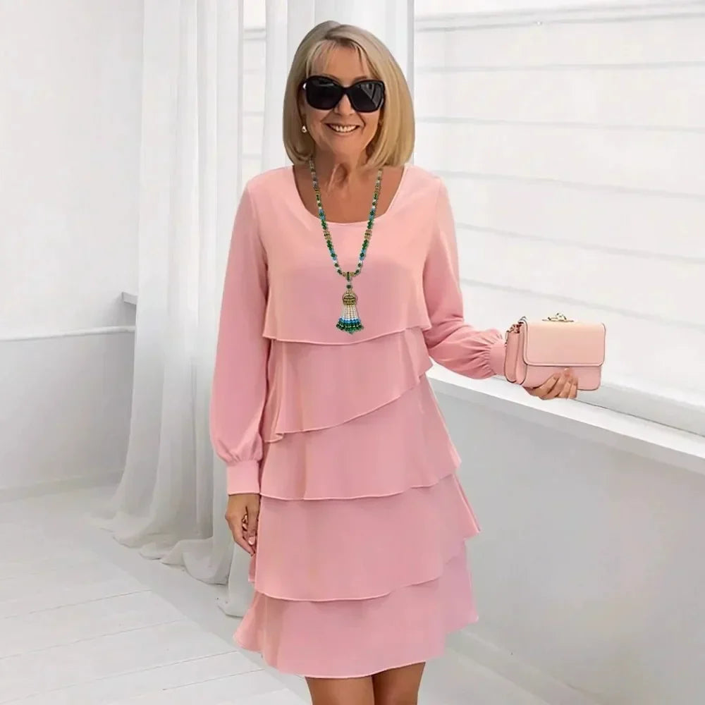 Rosana – Elegante vestido vaporoso con volantes