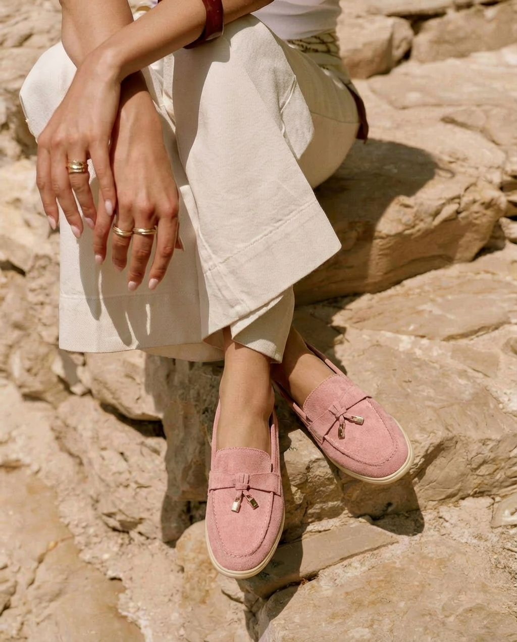 Stylish pink loafers