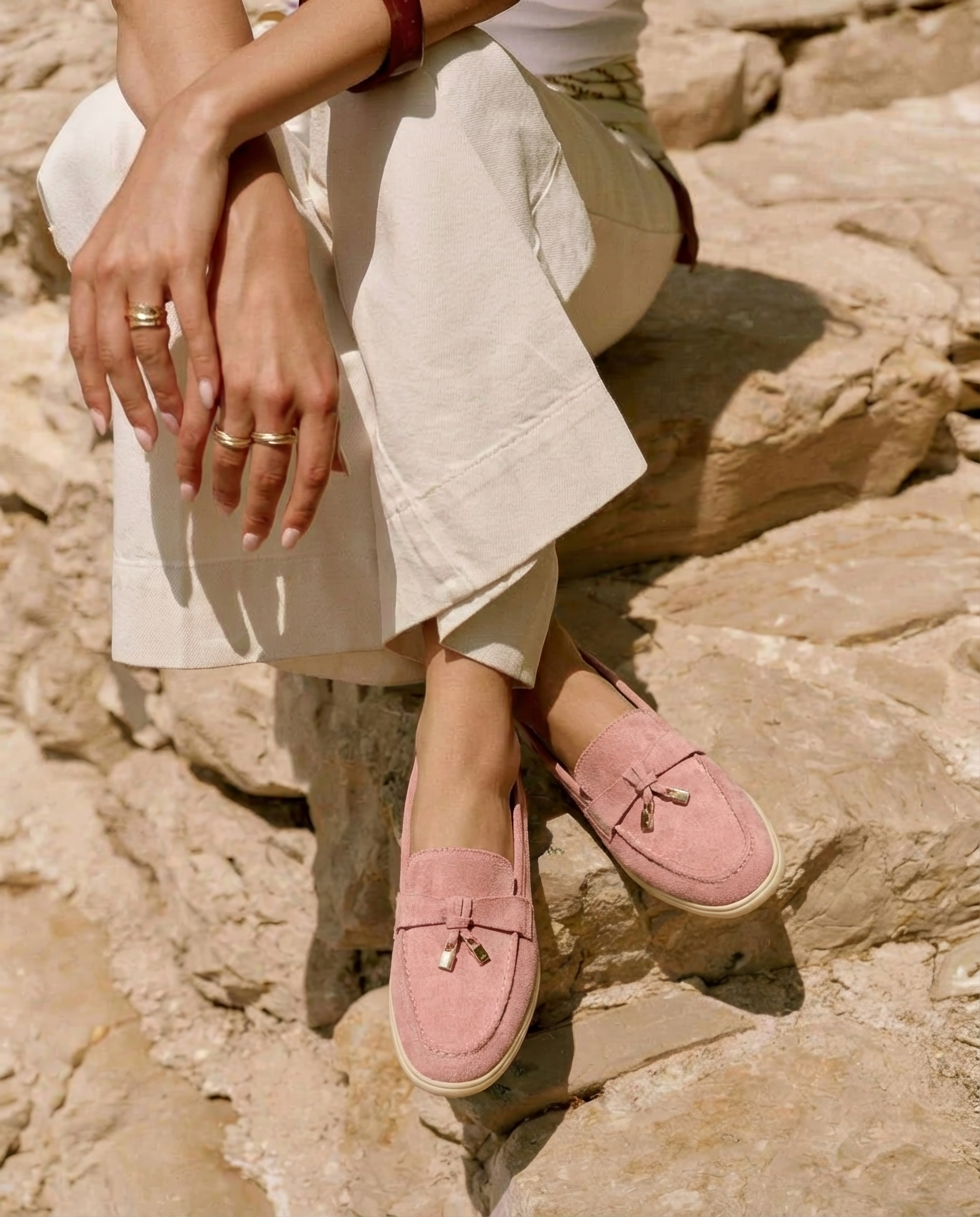 Stylish pink loafers