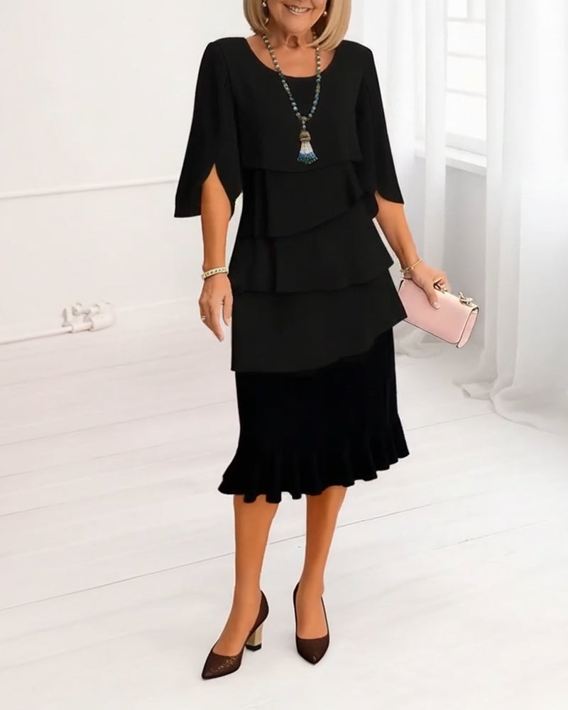 Vanesa – Elegante vestido vaporoso con volantes